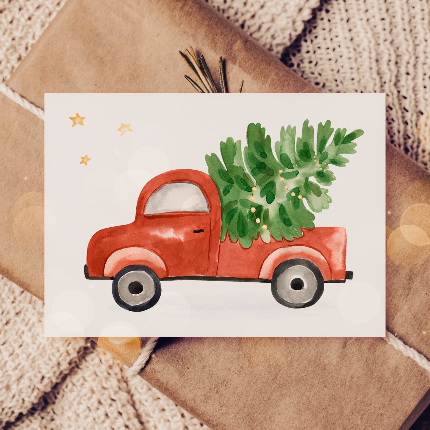 Weihnachtskarte Auto & Weihnachtsbaum A6