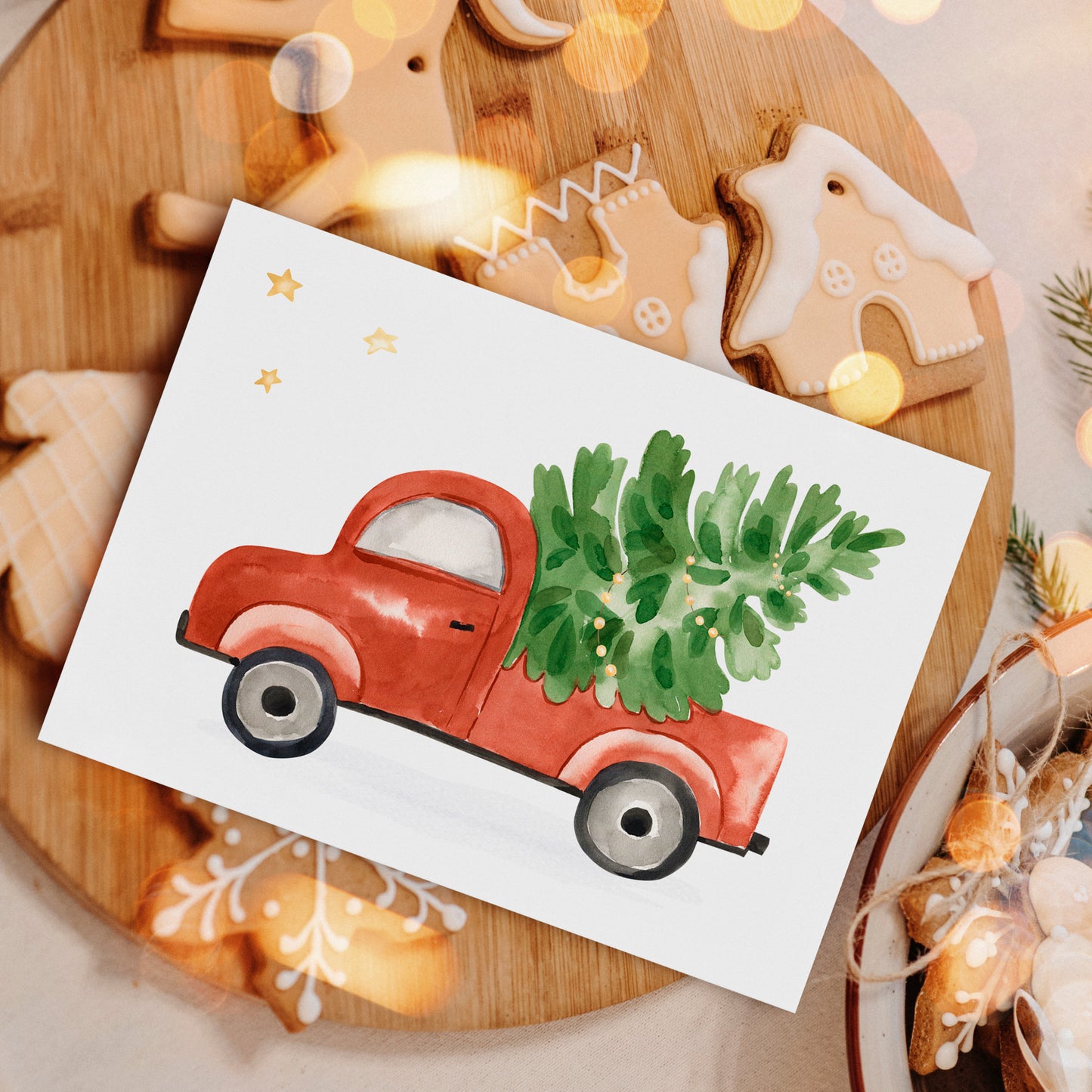 Weihnachtskarte Auto & Weihnachtsbaum A6