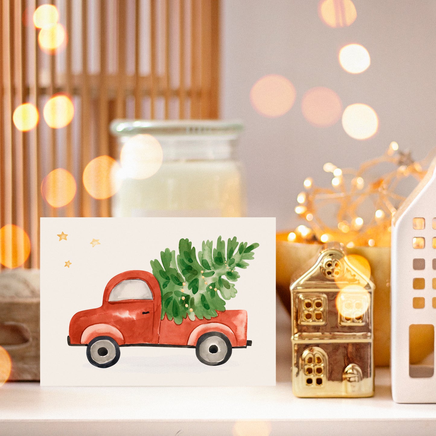 Weihnachtskarte Auto & Weihnachtsbaum A6