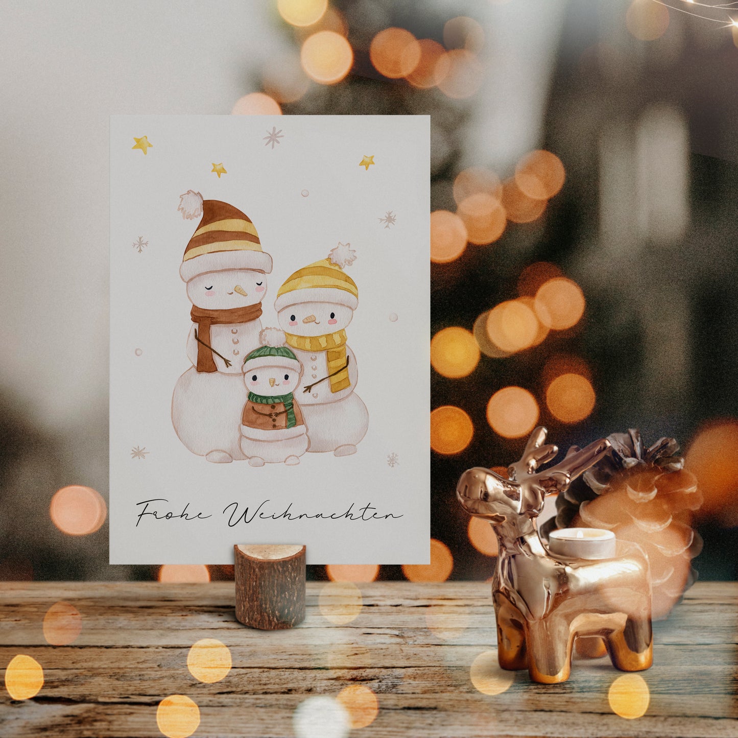 Weihnachtskarte Familie Schneemann Frohe Weihnachten A6