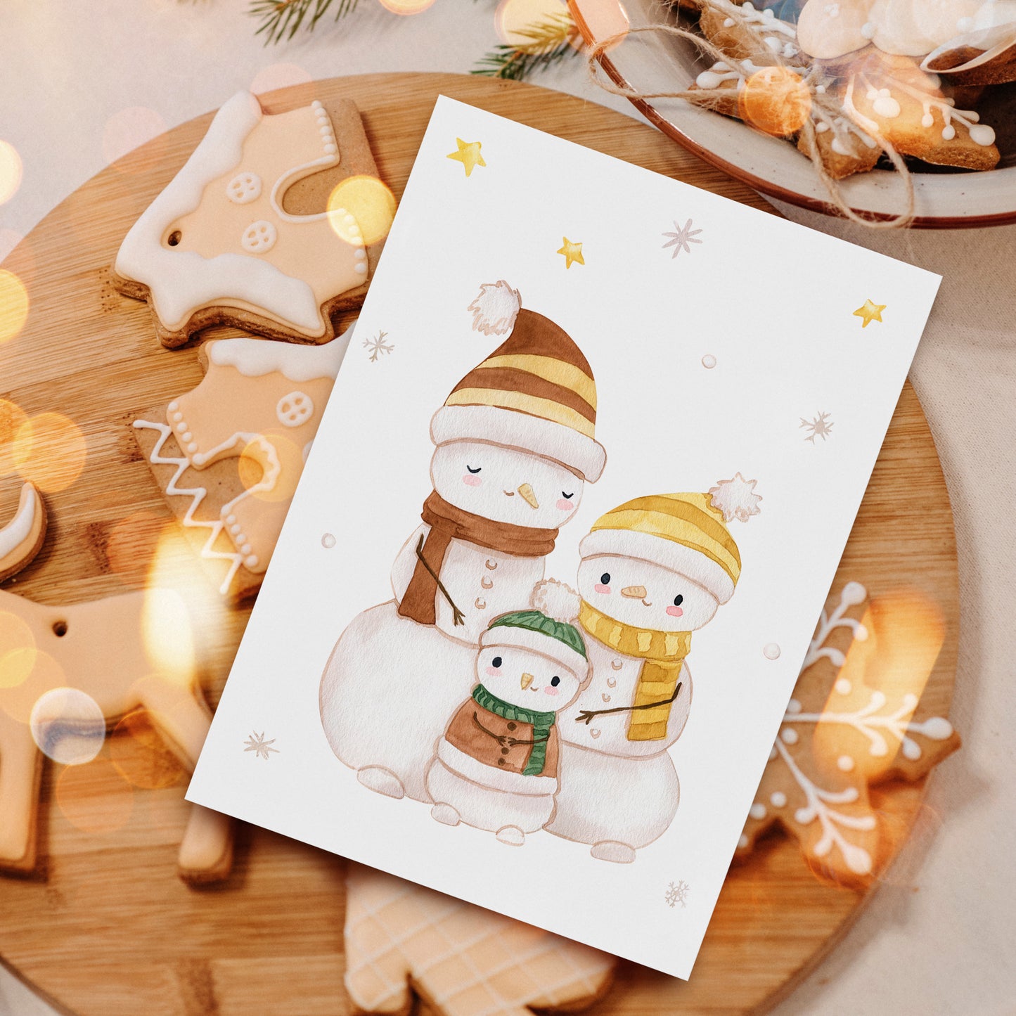 Weihnachtskarte Familie Schneemann A6