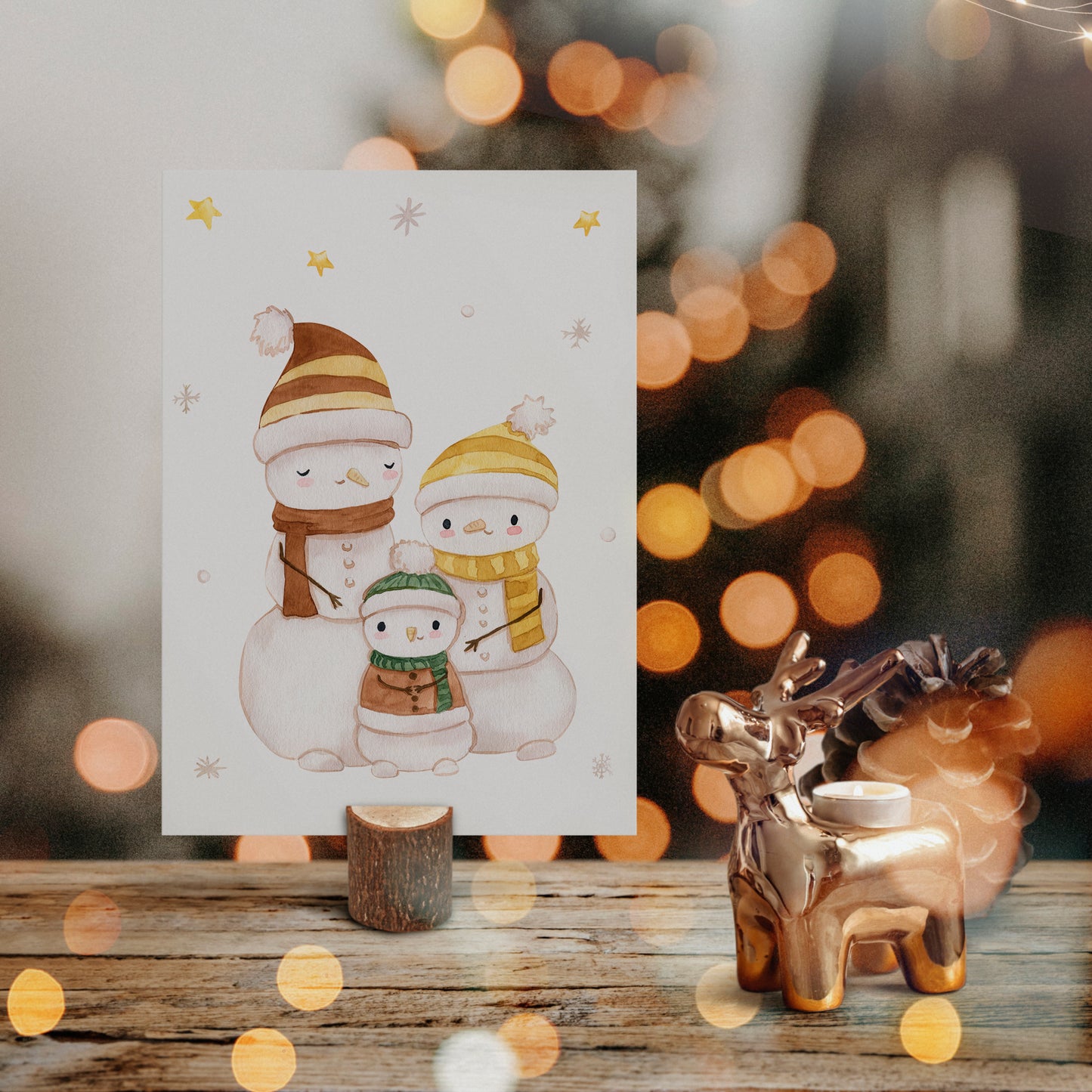 Weihnachtskarte Familie Schneemann A6