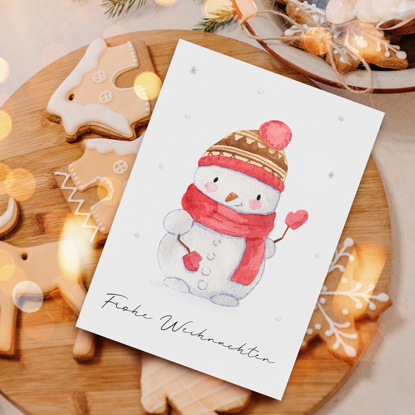 Weihnachtskarte Schneemann Frohe Weihnachten A6