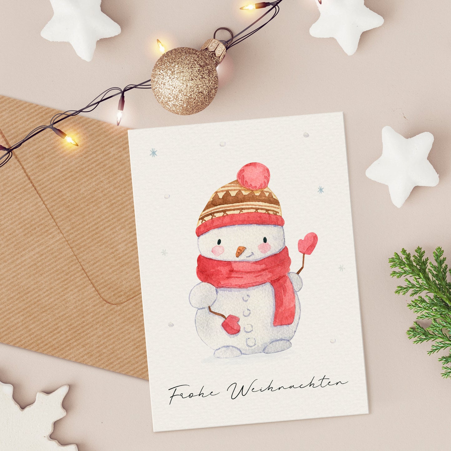 Weihnachtskarte Schneemann Frohe Weihnachten A6