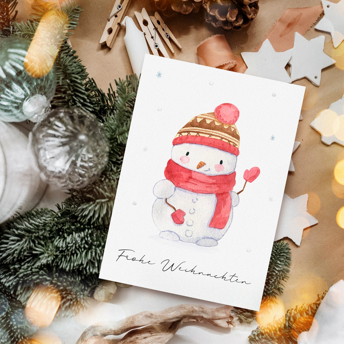 Weihnachtskarte Schneemann Frohe Weihnachten A6