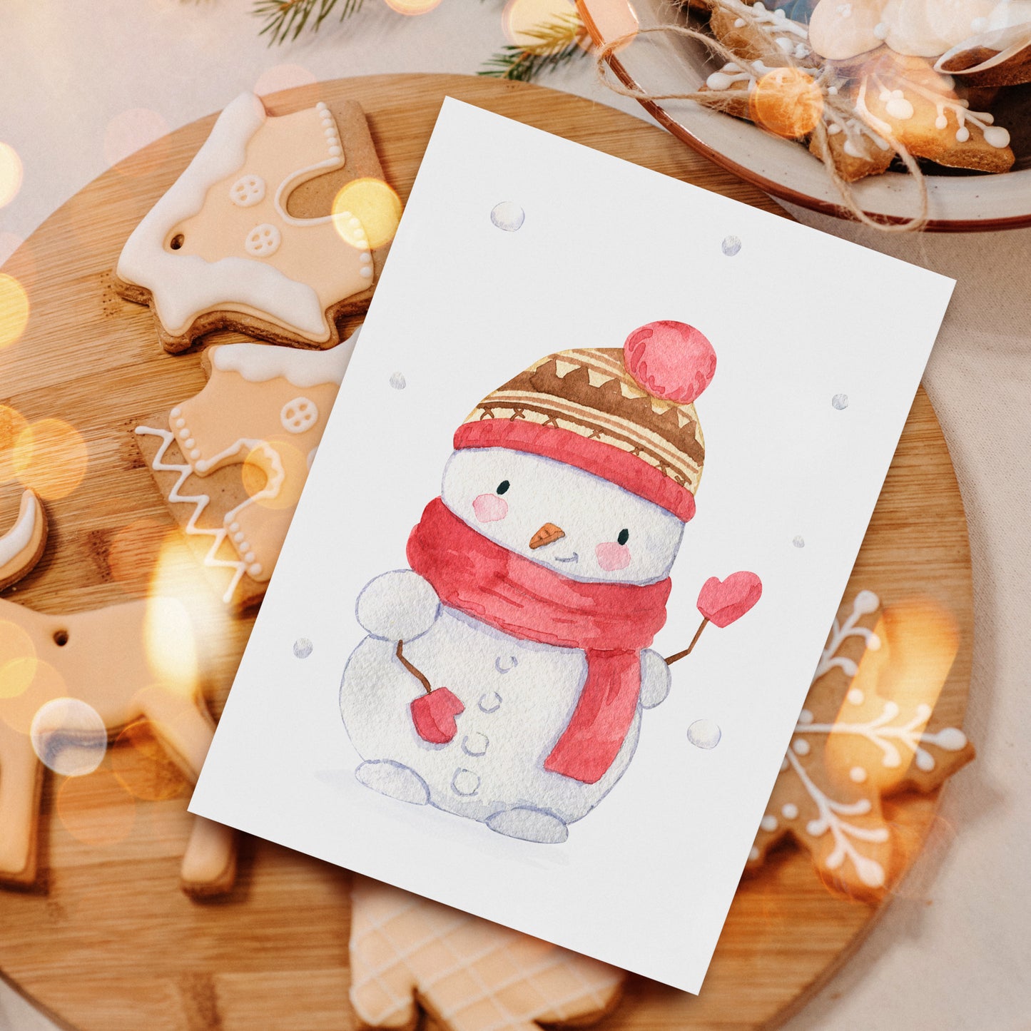 Weihnachtskarte Schneemann A6