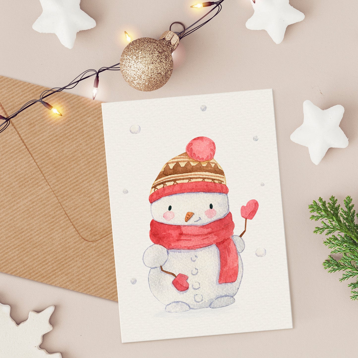 Weihnachtskarte Schneemann A6