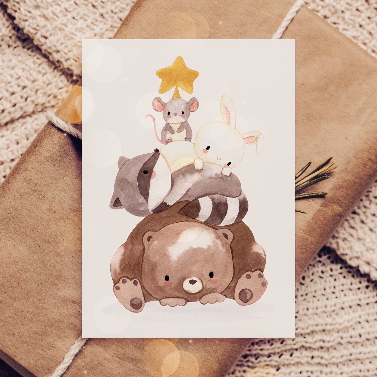 Weihnachtskarte Tierpyramide A6