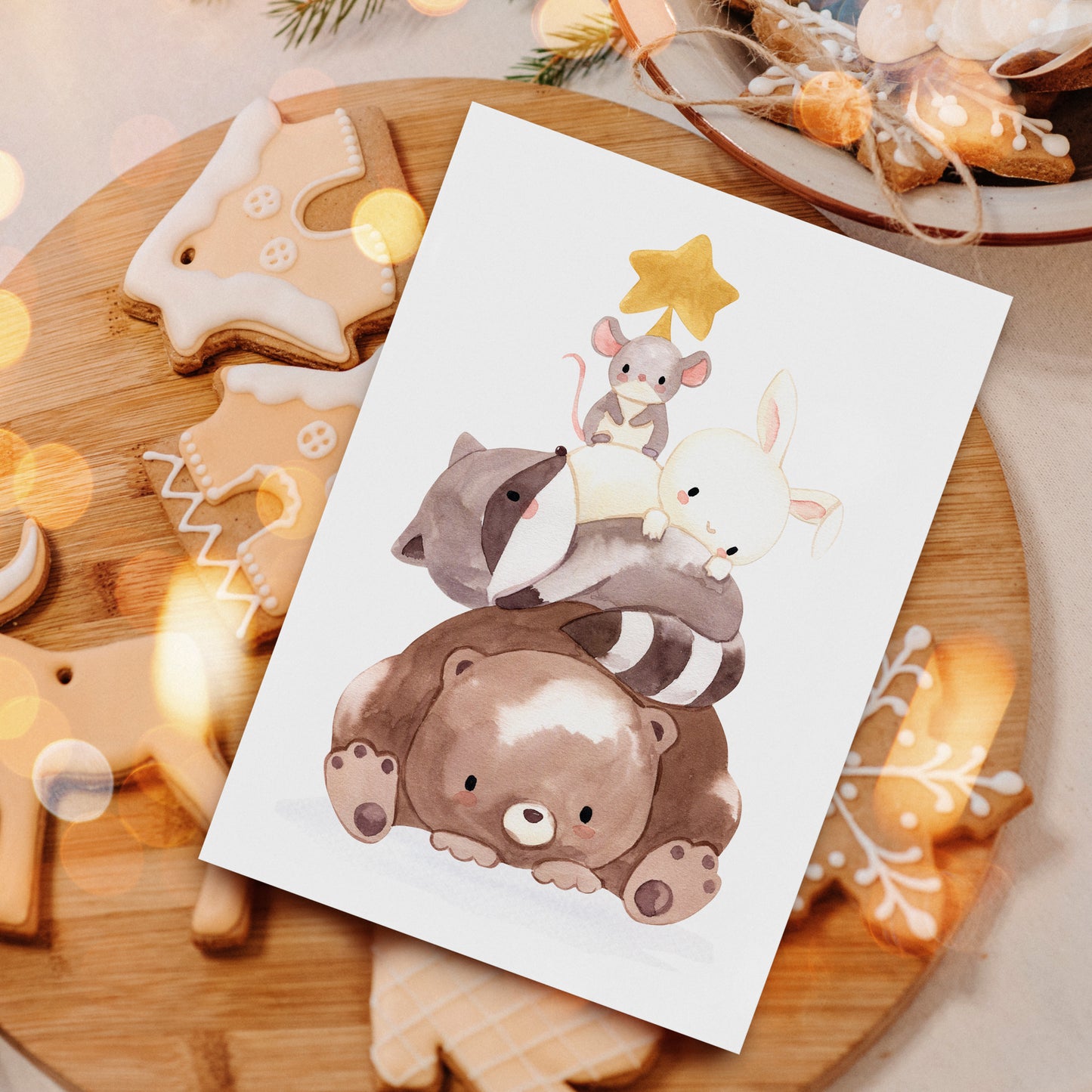 Weihnachtskarte Tierpyramide A6