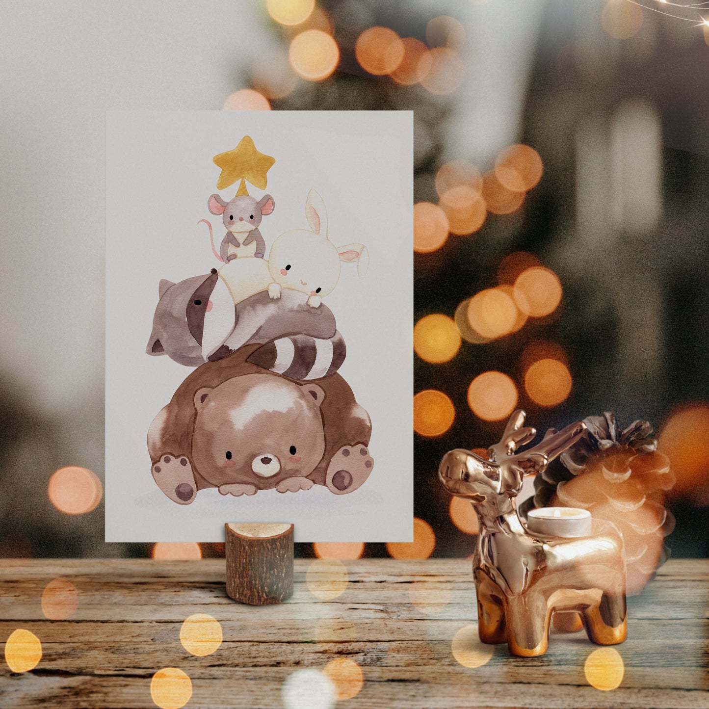 Weihnachtskarte Tierpyramide A6