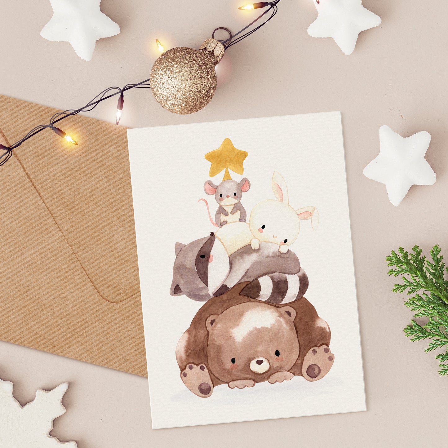 Weihnachtskarte Tierpyramide A6