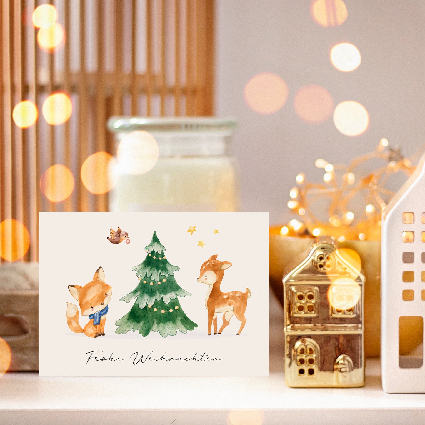 Weihnachtskarte Waldtiere Frohe Weihnachten A6