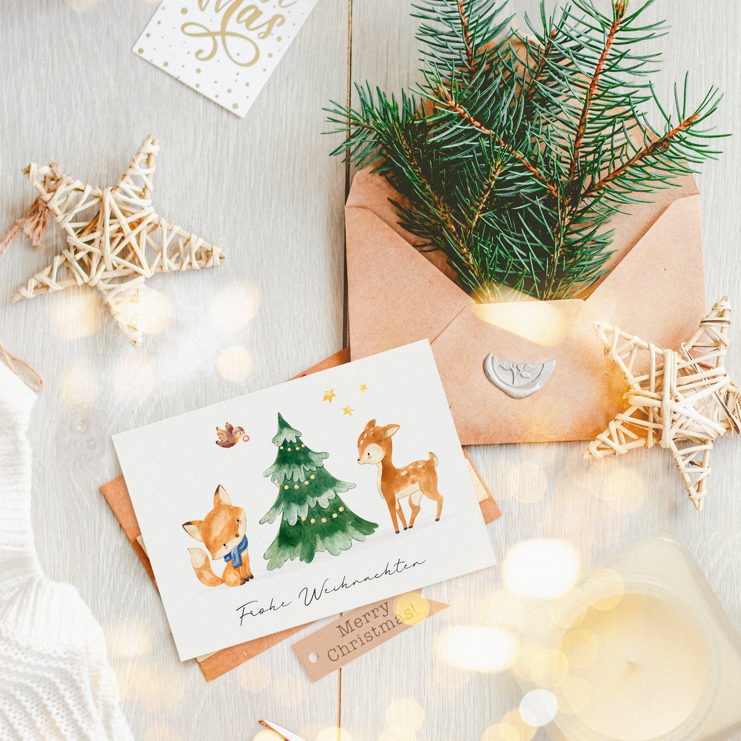 Weihnachtskarte Waldtiere Frohe Weihnachten A6