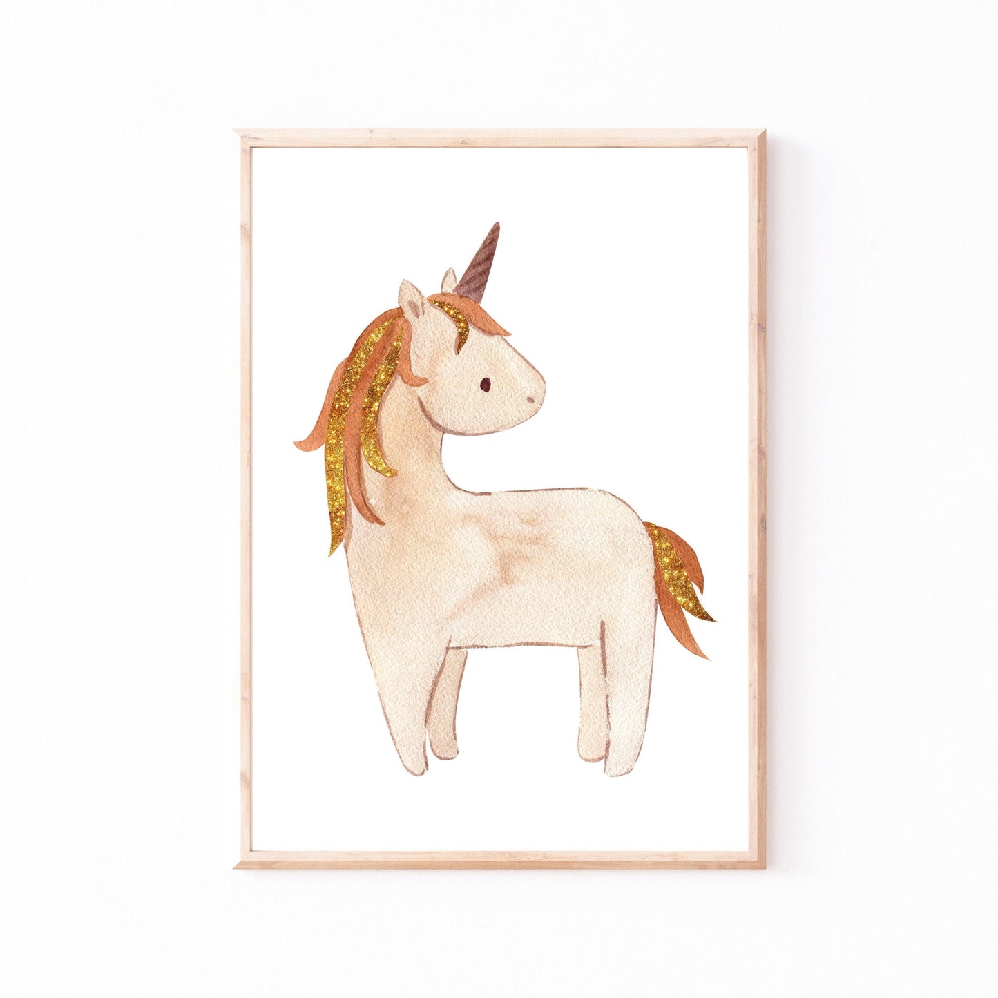 Posterset Einhorn A4 & A3: Aquarellzeichnung eines Einhorns im Boho-Stil, gedruckt auf hochwertigem, mattem Naturpapier. Ideal als Kinderzimmerdeko oder Geschenk.