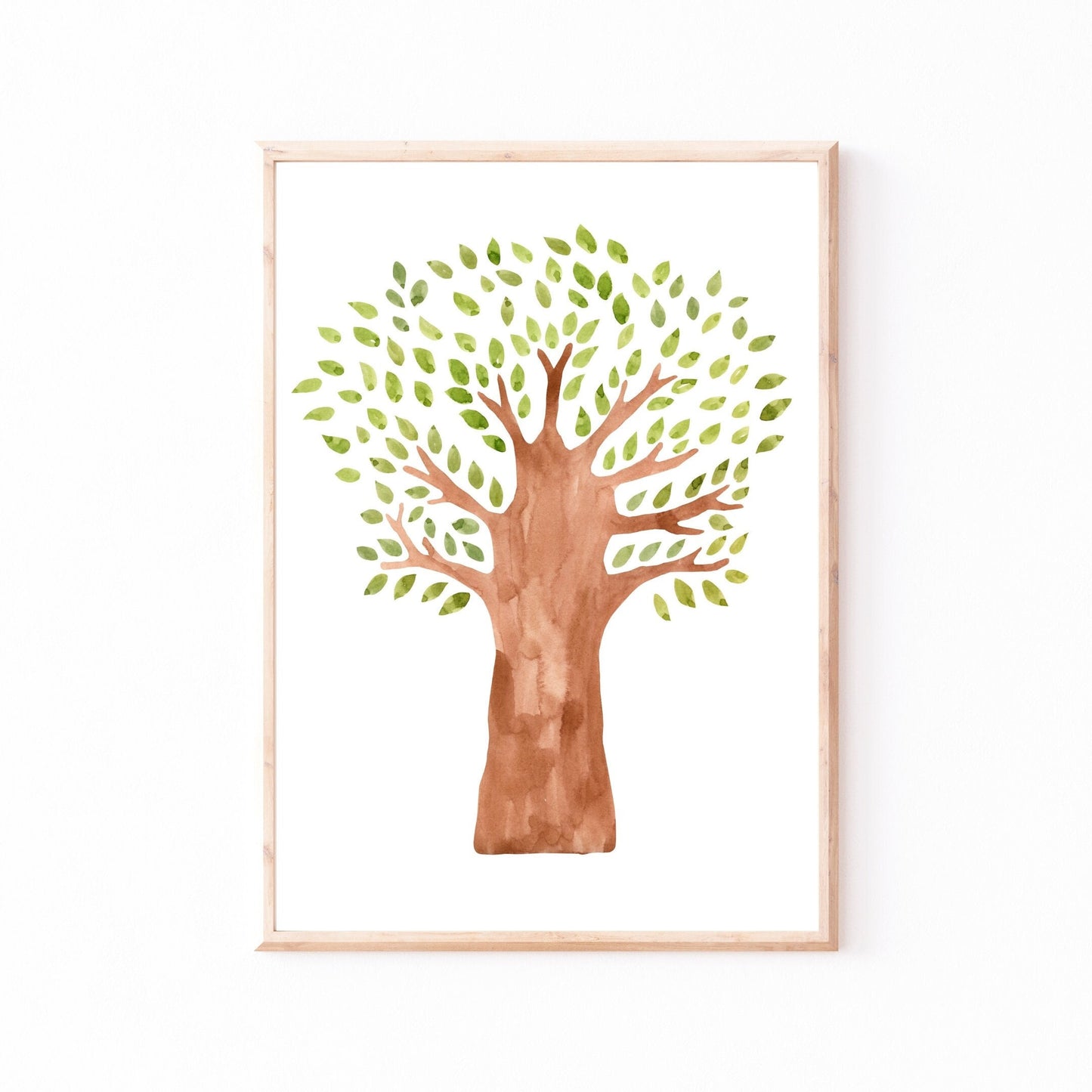 Poster Baum A4 & A3: Handgemaltes Kinderzimmerposter von einem Baum, gedruckt auf hochwertigem, mattem Naturpapier, ideal als Dekoration oder Geschenk für Kinder.