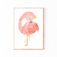 Posterset Schwanensee Ballerina A4 & A3: Aquarell eines rosa Flamingos mit Krone auf hochwertigem Naturpapier. Ideal als Kinderzimmerdeko oder Geschenk.