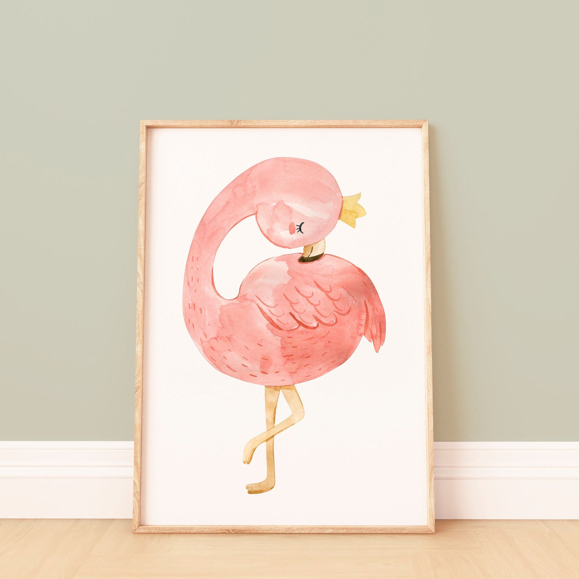 Posterset Schwanensee Ballerina A4 & A3: Aquarell eines Flamingos, ideal als Kinderzimmerdeko oder Geschenk, gedruckt auf hochwertigem, mattem 300g Naturpapier.