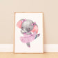 Poster Ballerina Elefant Rosa A4 & A3 – Niedliches Aquarell, Baby-Elefant im Tutu, perfekt für das Kinderzimmer. Hochwertig gedruckt auf stabilem 300g Naturpapier.