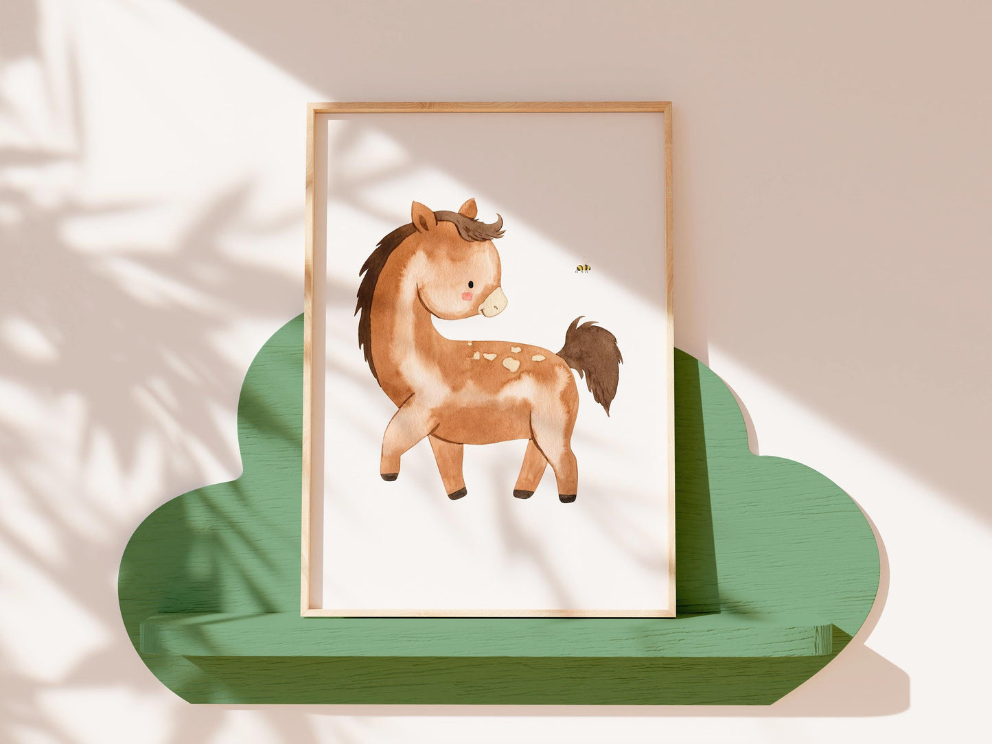 Poster Pony A3 & A4 handgemaltes Pony auf hochwertigem Naturpapier. Ideal für Kinderzimmerdekoration als fröhliches Tierposter.