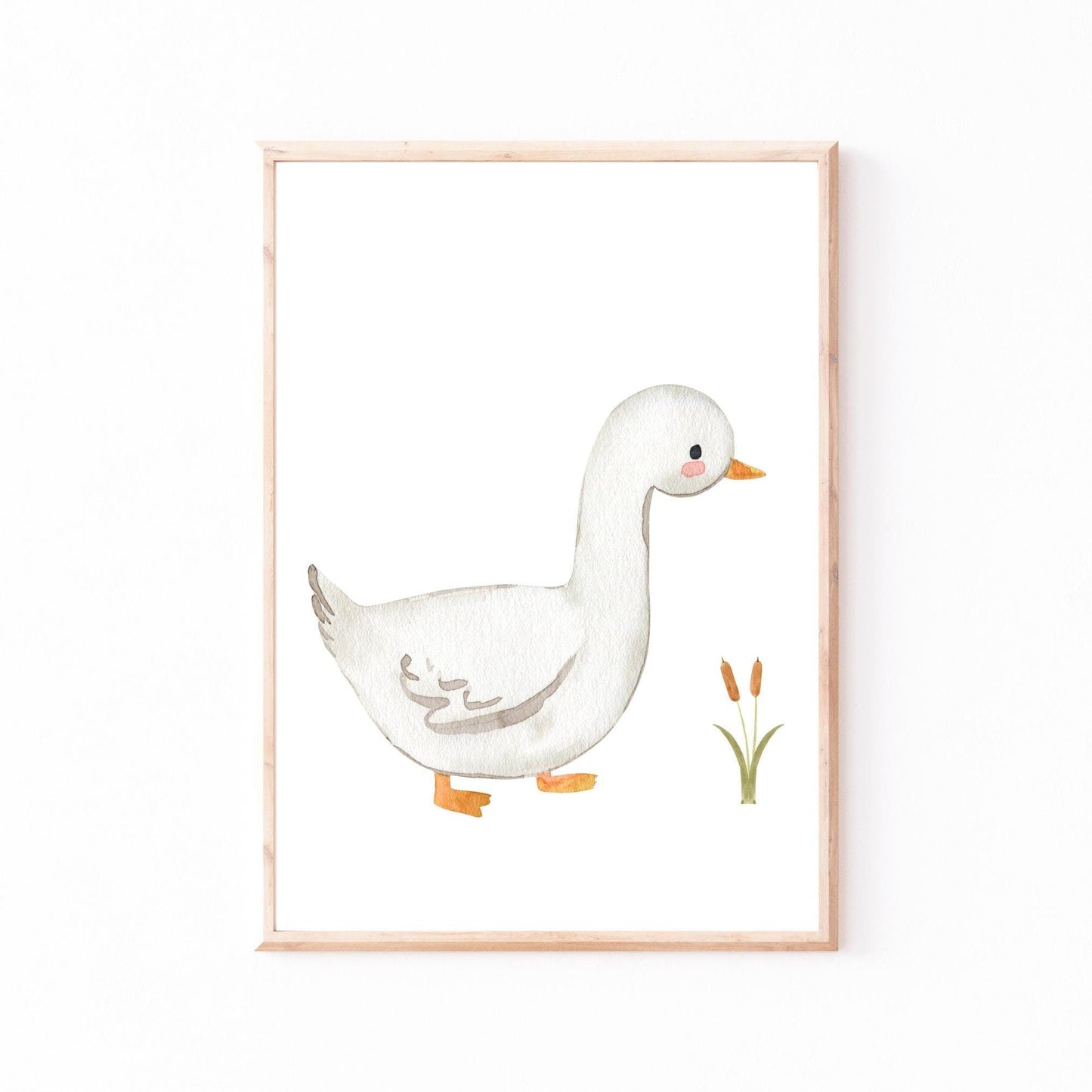 Poster Gans A3 & A4: detaillierte Illustration einer weißen Gans, ideal für das Kinderzimmer. Hochwertiges Naturpapier, ohne Rahmen.