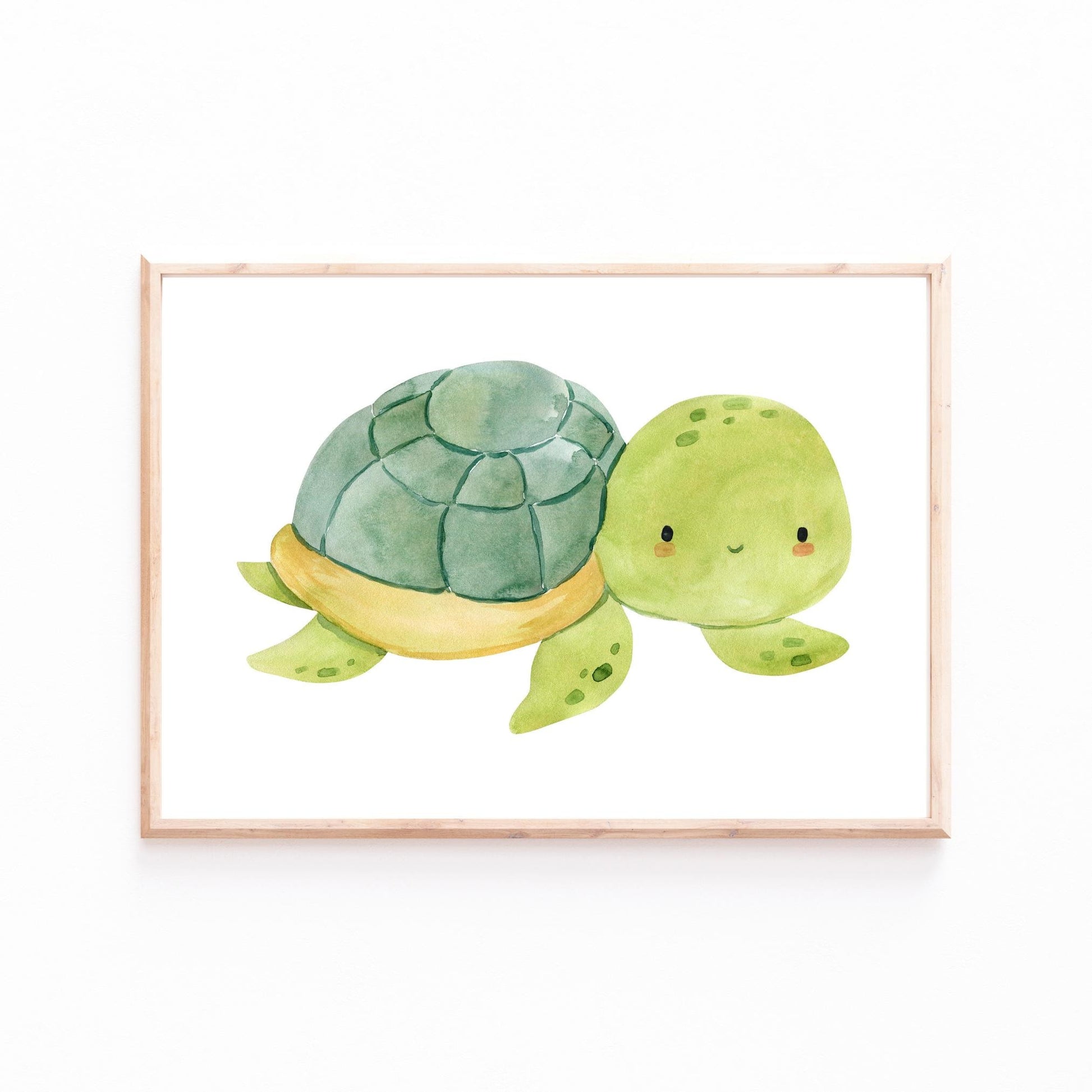 Poster Schildkröte A3 & A4: Aquarell einer Schildkröte, ideal als Kinderzimmerdeko. Gedruckt auf stabilem 300g Naturpapier, nachhaltig produziert in Deutschland.