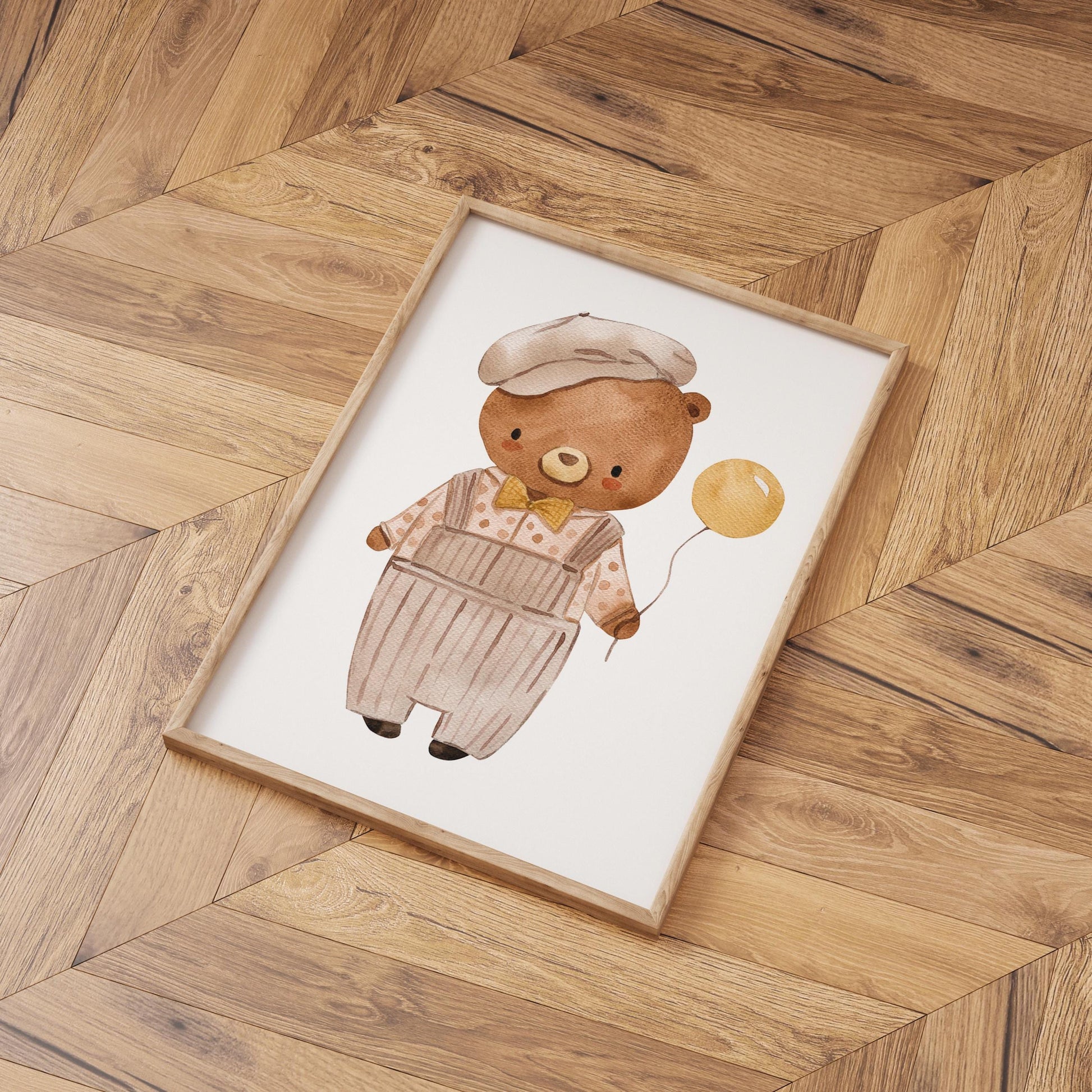 Poster Bär Vintage A3 & A4: liebevolle Illustration eines Teddybären, ideal als Kinderzimmerdeko oder Geschenk, gedruckt auf hochwertigem Naturpapier.