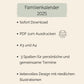 Familienkalender 2025 zum Ausdrucken, zeigt eine Monatsübersicht mit 3 Spalten. Enthält handgemalte Illustrationen, als PDF in A3 und A4 erhältlich.