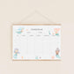Einschulung Geschenk-Set Meerjungfrauen: Board mit Meerjungfrau-Zeichnung, Teil eines 11-teiligen Sets für Schulanfänger mit Stundenplan, Lesezeichen und Stickern.