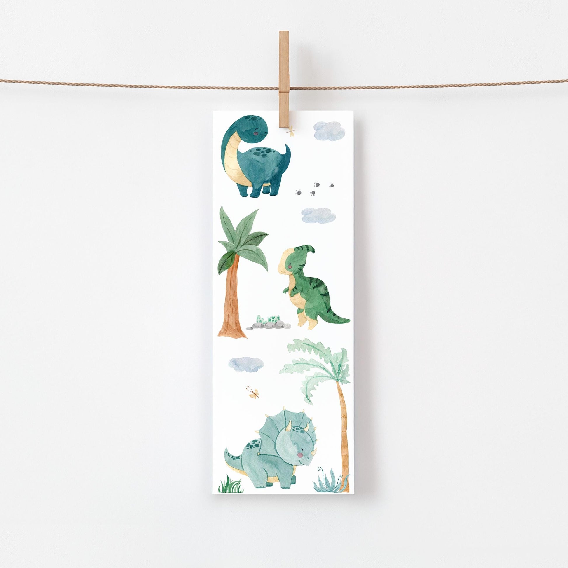 Einschulung Geschenk-Set Dinosaurier: Ein Lesezeichen mit Dinosaurier-Illustrationen, perfekt für den Schulstart. Teil eines 11-teiligen Sets mit weiteren Dino-Produkten.