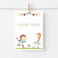Karte Kindergeburtstag Fußball A6 mit handgemalten monkey und giraffe Fußball-Motiv, perfekt für kleine Fußball-Fans, auf hochwertigem, mattem Naturpapier gedruckt.
