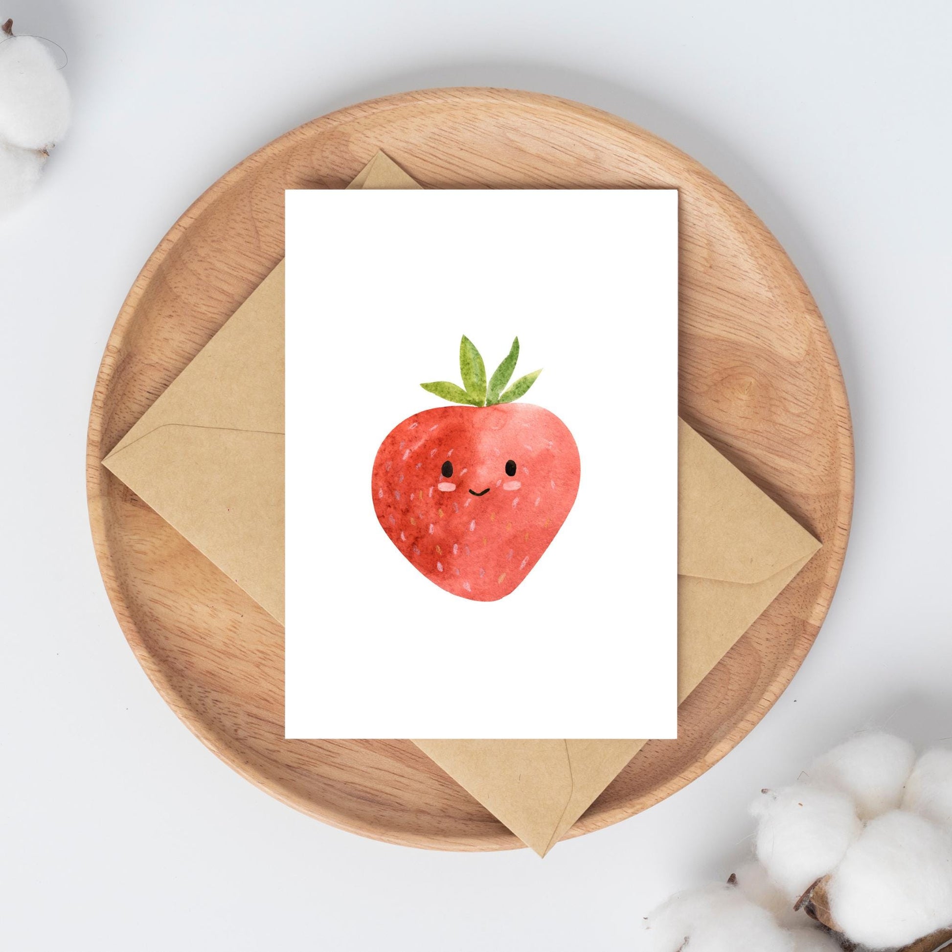 Postkarten-Set Früchte 6 Karten A6: Sechs Postkarten mit frechen Fruchtmotiven, gedruckt auf mattem 300g Naturpapier, ideal für Grüße oder Dekoration.
