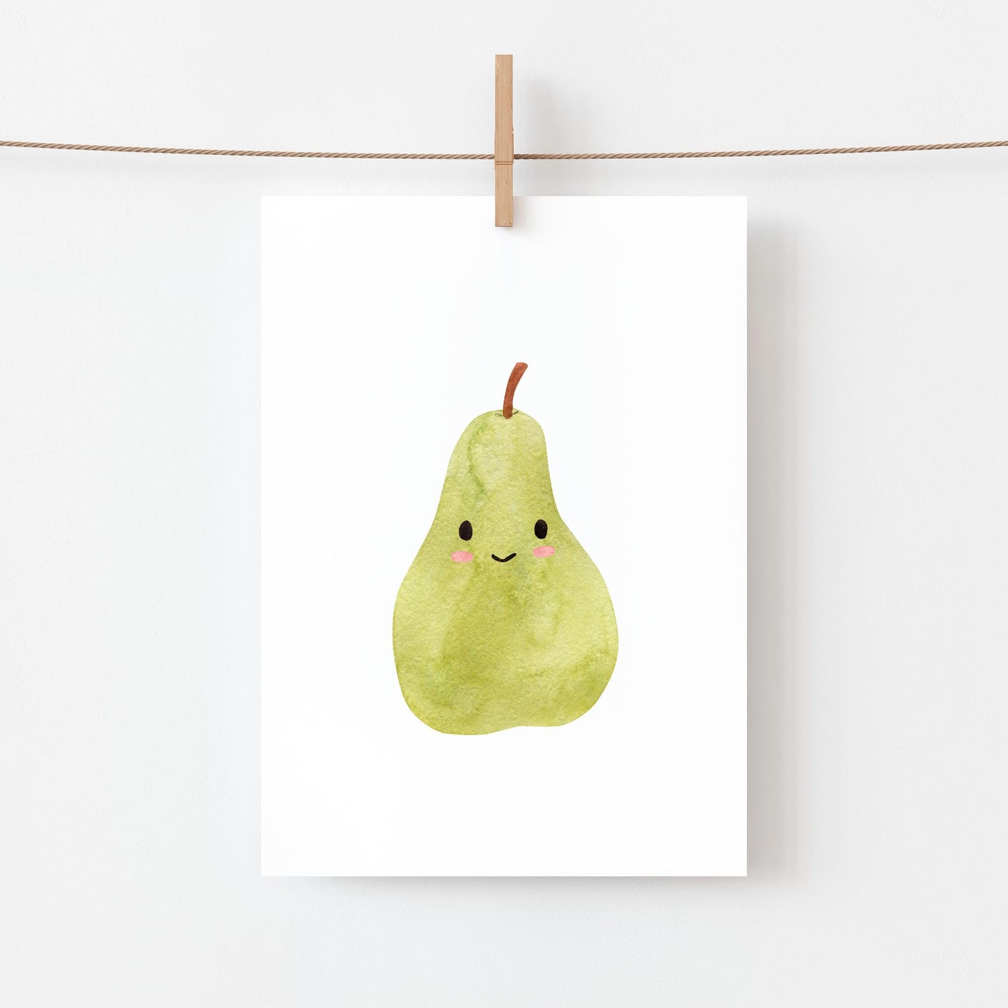 Postkarte Karte Birne A6 mit süßem Birnenmotiv, gedruckt auf hochwertigem, mattem Naturpapier. Perfekt für Grüße, Glückwünsche oder als Dekoration geeignet.