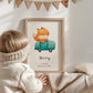Geburtsposter Fuchs & Auto personalisiert A3 & A4