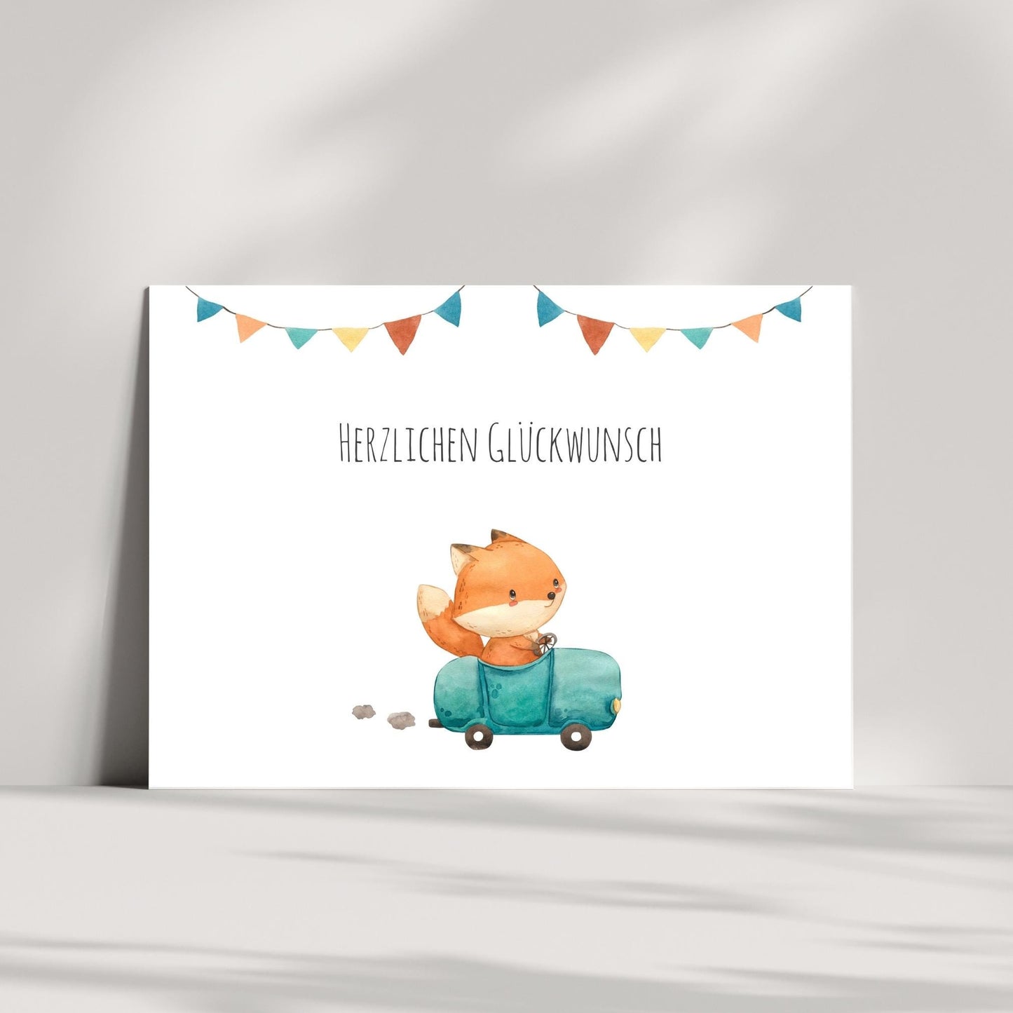 Karte Kindergeburtstag Fuchs & Auto A6