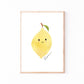 Namensposter Zitrone A3 & A4 zeigt eine kawaii Zitrone mit Gesicht, handgemalte Aquarellkunst, personalisierbar mit Namen, ideal als Kinderzimmerdekoration.