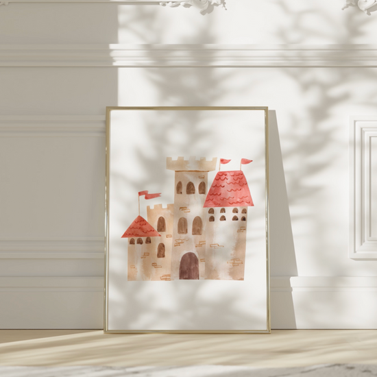 Poster Burg A4 & A3: Video vom hochwertigem Poster einer Burg, ideal für Kinderzimmerdeko, stabil und farbintensiv auf 300g Naturpapier gedruckt.