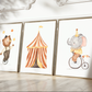 Poster Set Zirkus Bär, Elefant, Zirkuszelt A3 & A4