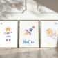 Namensposter personalisiert 3er Set: Astronauten A4 & A3
