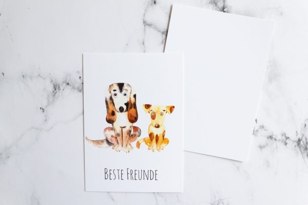 Grußkarte, Geschenkkarte, Beste Freunde, Hunde, illustriert
